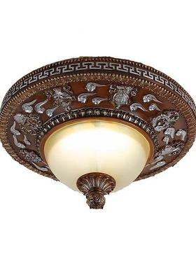 藏式吸顶灯顶复古欧业式彩绘玻玄璃关63171阳台吸灯具灯饰工风节