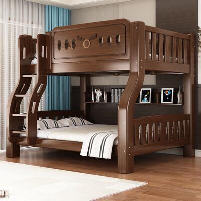 实加粗上下床木半高床功儿童子母WFN床家层用多能高低床宿舍双床