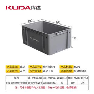 库达000-280A塑料物流箱转工业收纳箱汽配中储物箱JXY6006x400x28