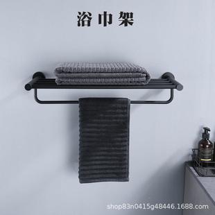 不锈钢34洗卫手间374生间壁挂厕所毛巾架0高端浴架室免打孔浴巾挂