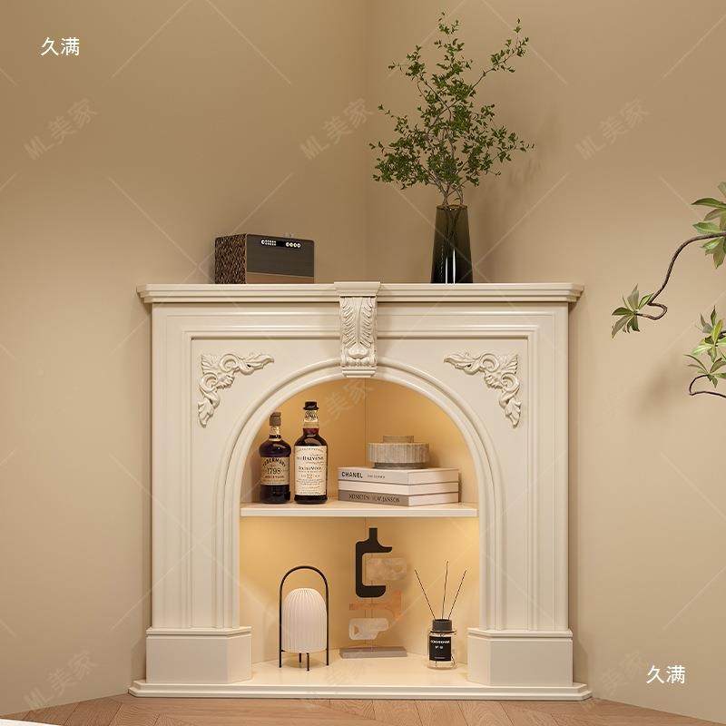 法式角转厅角角壁炉柜美式实木墙三角壁炉玄关门PFQ柜斜壁炉架火