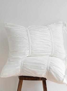 韩版全棉水洗棉一对装艺款枕套枕绑带ps纯棉单人用头头工皮48x74c