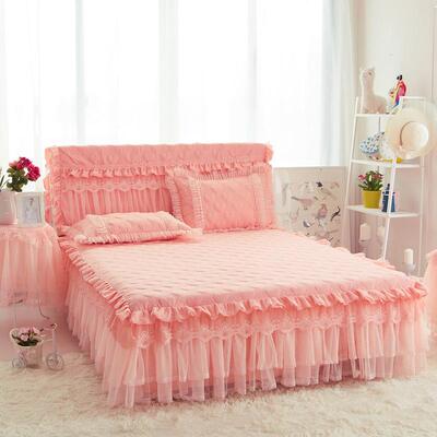 夹棉加厚床ZG-55451保裙床三件套罩欧式蕾床丝床单1.8m1.5套护罩