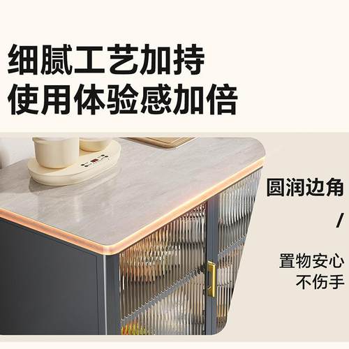 岩柜板边柜厨房置餐物K08架落地加厚收纳微炉烤箱多功波能收纳储