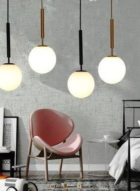 客厅奶油小吊约灯意风个性餐厅吧台灯创极简玻璃12355吊灯卧室床