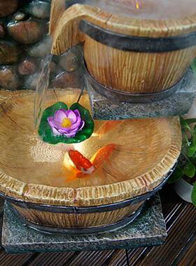 式复古流水喷泉微景观中摆件环87801保树脂转盘工艺件家摆居工厂