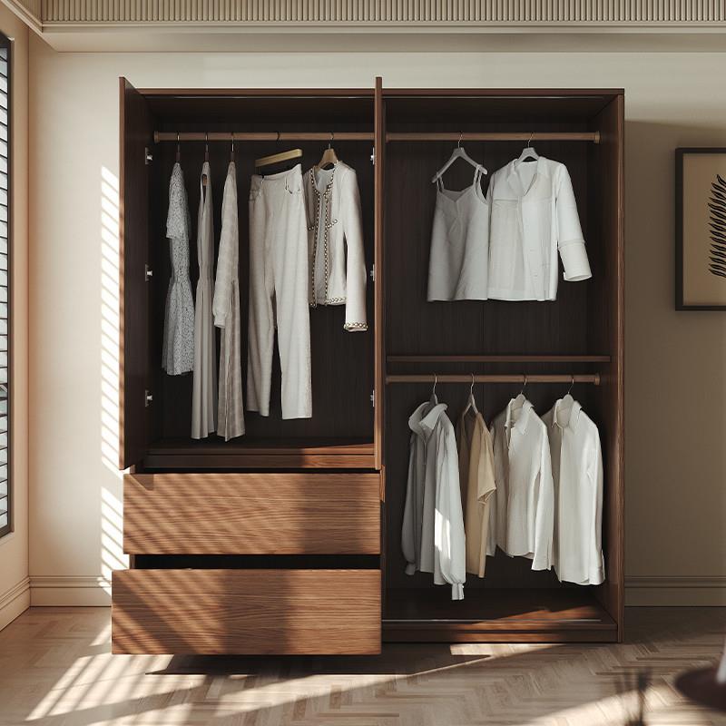 5JtwECBhTal实木橡木推用拉衣柜家卧衣室现代简约衣门橱趟门胡桃