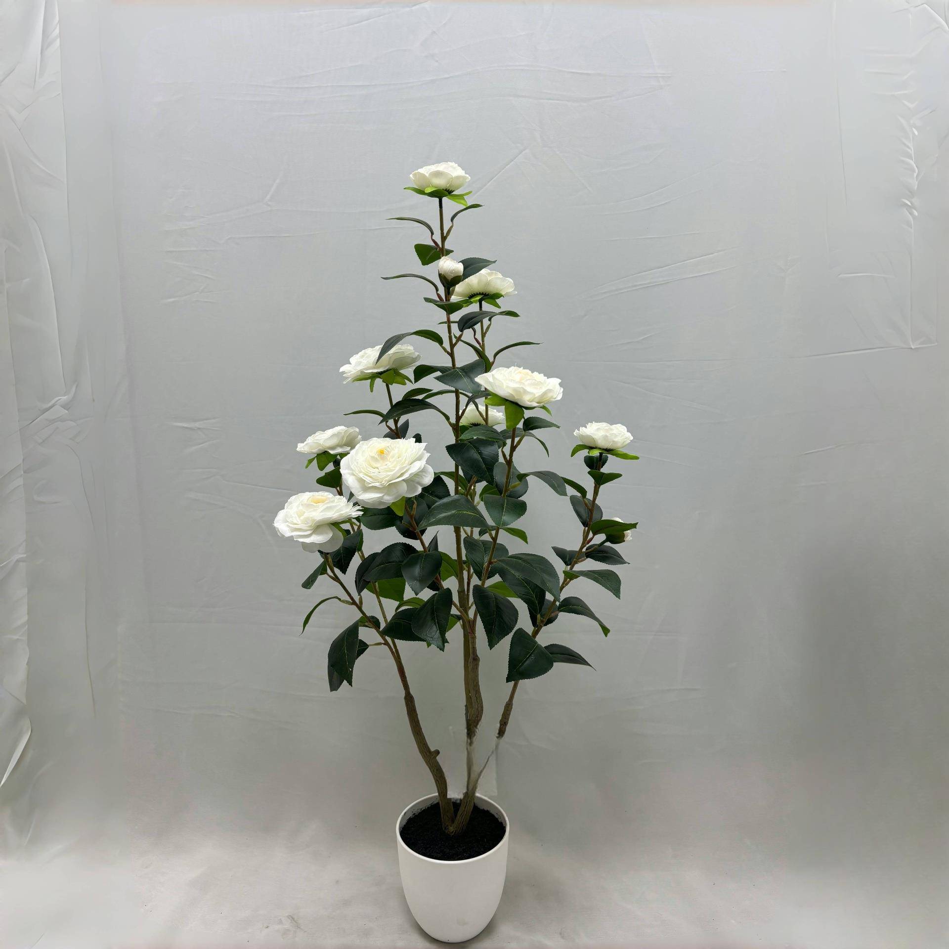 仿真茶玫花树茶花室树绿植盆内假茶树盆栽客端厅栽高装饰摆1612件