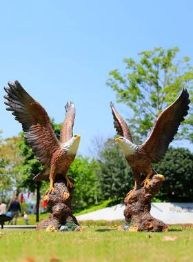 仿真老摆件猫头园鹰雕塑鸵鸟庭模型花院玻璃钢动物园林VSE景观装