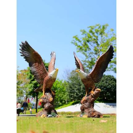 仿真老摆件猫头园鹰雕塑鸵鸟庭模型花院玻璃钢动物园林VSE景观装