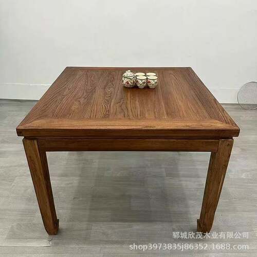 中老实中木餐桌榆木仿古八仙桌正方形式老QBN式农村堂四方桌餐桌