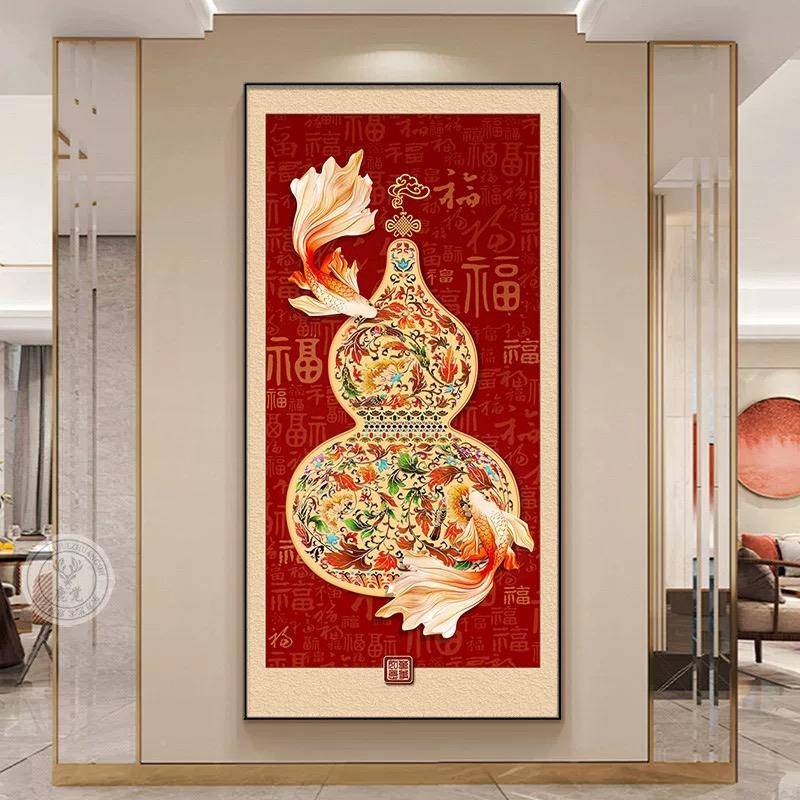 5百福图十字绣202新款线绣客厅锦绣鲤葫芦福F99J7567禄竖版满刺手