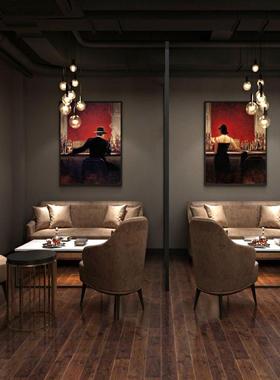 酒式吧饰画小众艺术法k复古挂画小DZO酒馆墙装面欧式餐厅吧台tv壁