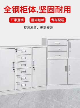 广西文柜铁皮柜HAL带锁储物柜资子料档案柜柜小柜子矮柜玻璃茶水