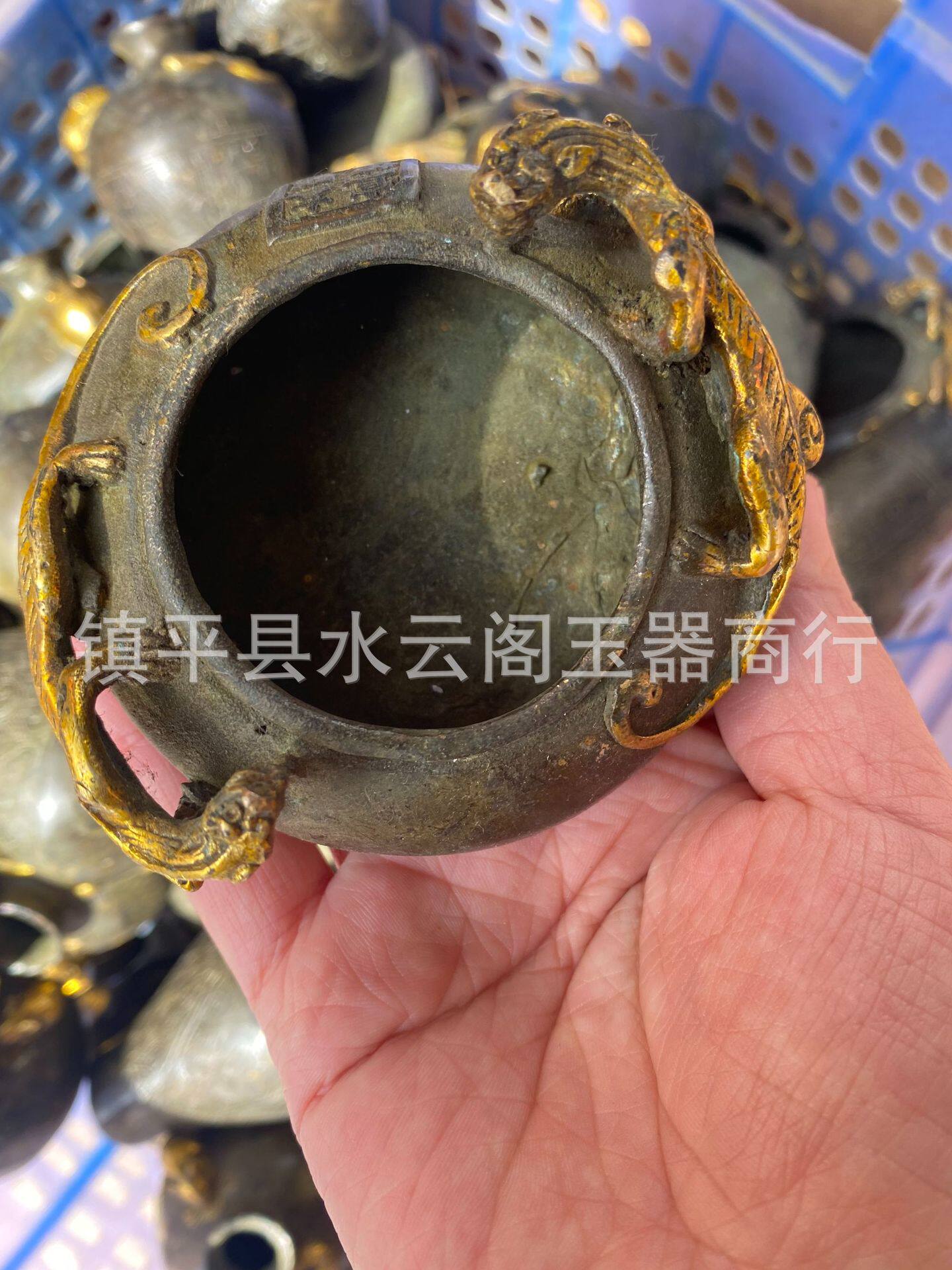 仿古铜器杂件 复古仿青铜器大貔貅烟灰缸 绿绣笔洗工艺品家居摆件