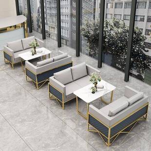 轻奢售楼处洽谈桌椅组合酒店大堂商务接待会客休闲区卡座双人沙发