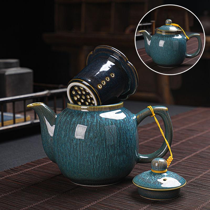 窑变陶瓷茶壶中大号容量过滤内胆茶具茶杯子单壶套装家用冲泡茶器