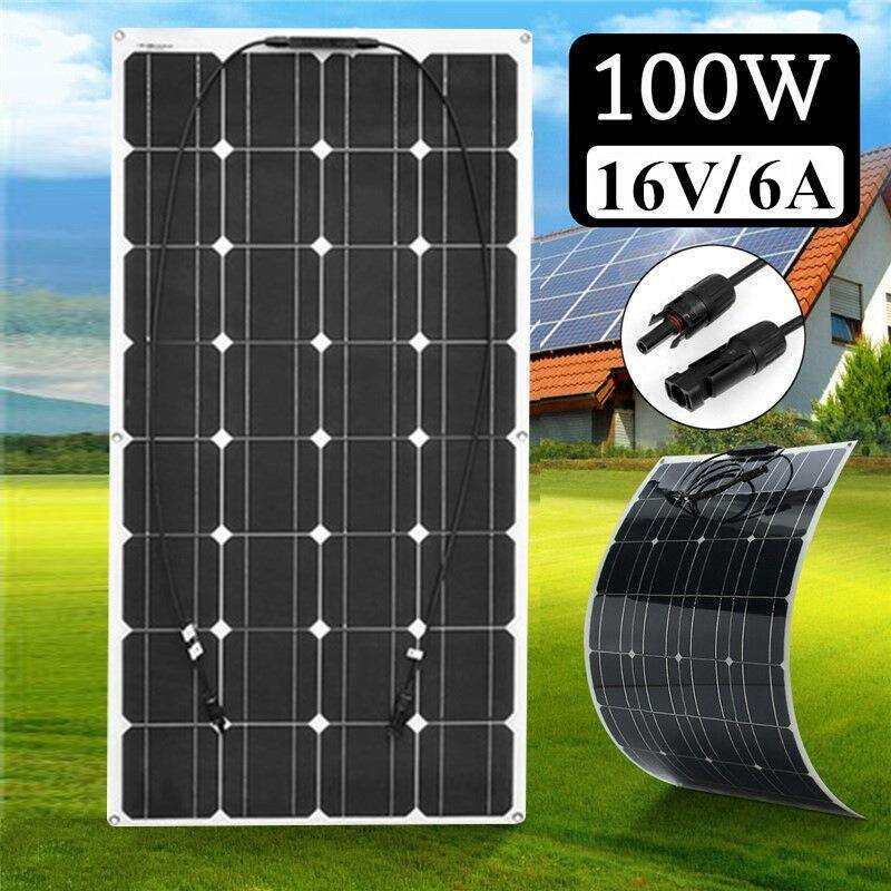 厂家直销太阳能板单晶硅柔性100W16V 太阳能电池板12/24V电池发电