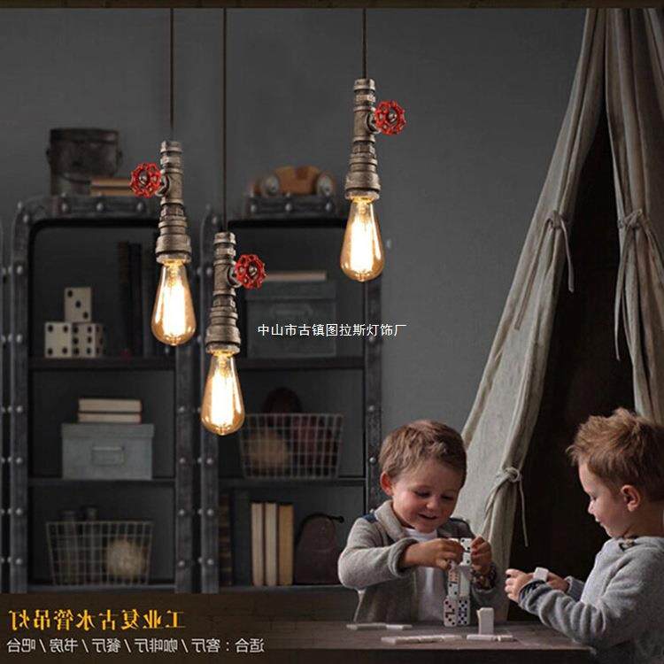 复古水管灯 工业风酒吧手电筒灯 创意咖啡厅个性餐厅水管吊灯