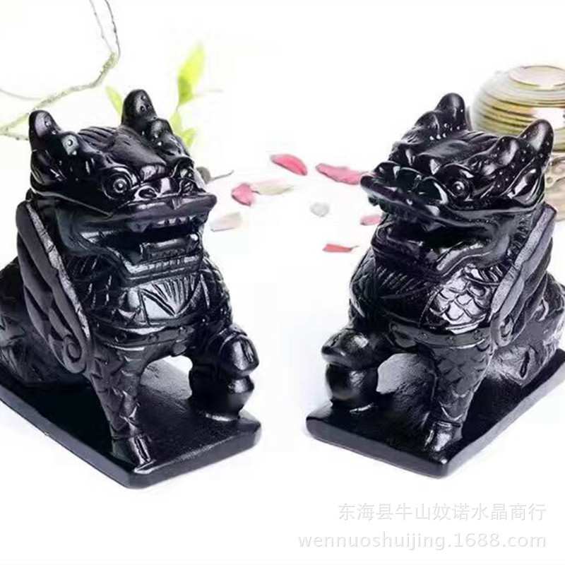黑曜石麒麟摆件 大号麒麟摆件 吉祥圣物气 气福气气麒麟吉祥