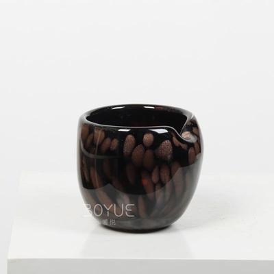 现代简约黑色洒金豹纹豁口琉璃花瓶售楼处洽谈苔藓桌摆软装小花器