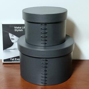 现代简约样板房圆筒收纳盒软装家居饰品装饰摆件衣帽间皮质收纳桶