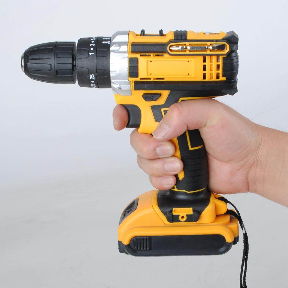21v锂电钻多功能打孔带冲击双速手电钻电动工具充电电钻