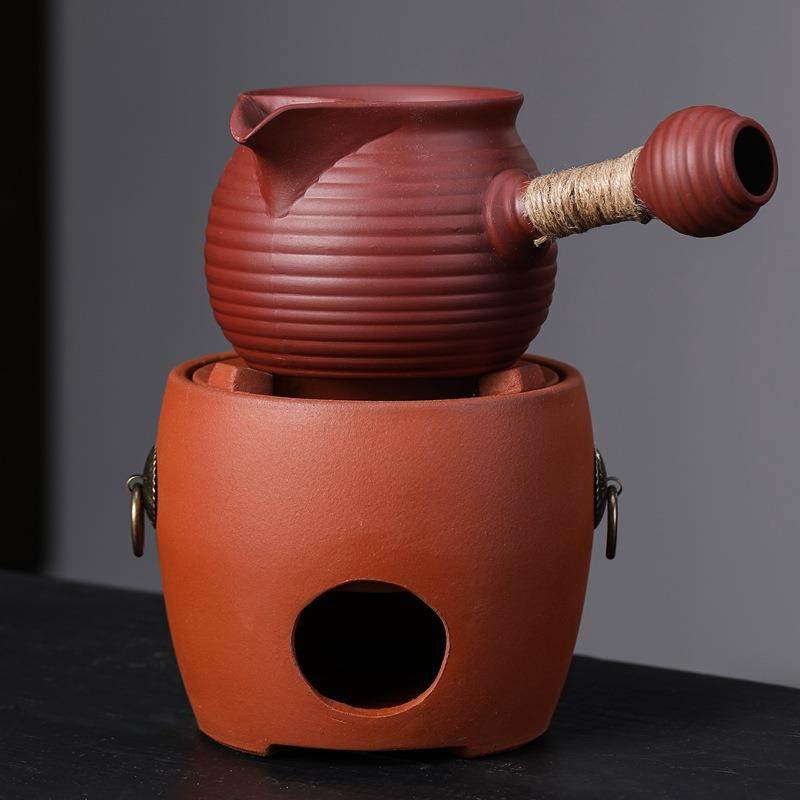 红泥煮茶器日式侧把茶壶罐罐茶烤茶老白茶陶壶围炉煮茶专用泡茶壶,收纳整理,烫衣板及配件,淘宝优惠券,粉丝福利购,淘宝优惠卷