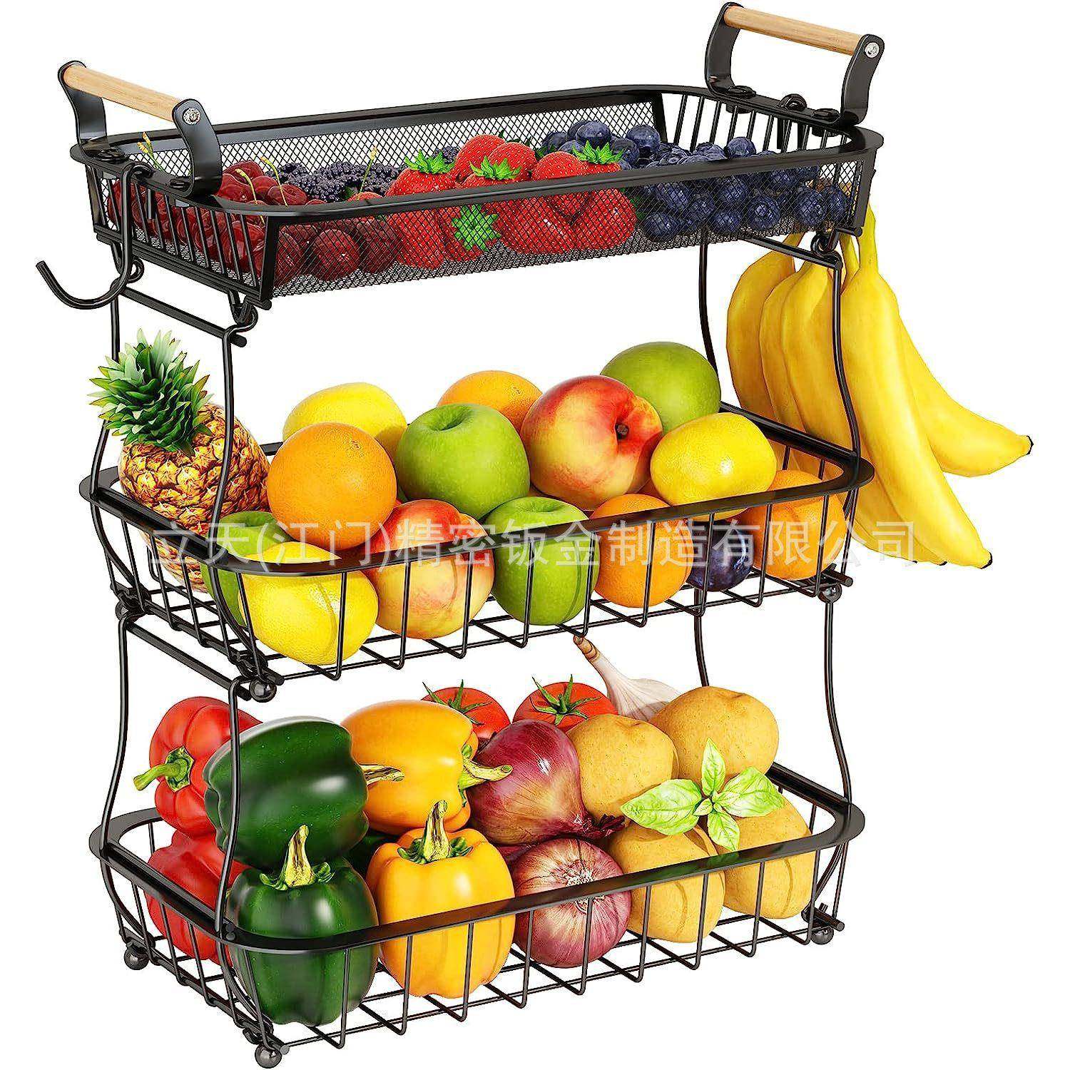 双层黑色水果篮客厅厨房浴室铁艺收纳篮创意置物架欧式果盘果蓝,智能设备,其他智能设备,淘宝优惠券,粉丝福利购,淘宝优惠卷
