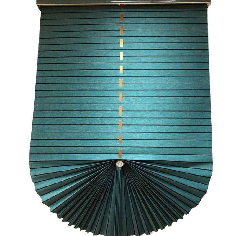 Y8Z纯色遮光窗帘 孔雀蓝扇形卷帘 拉帘升降窗帘卧室书房阳台扇形