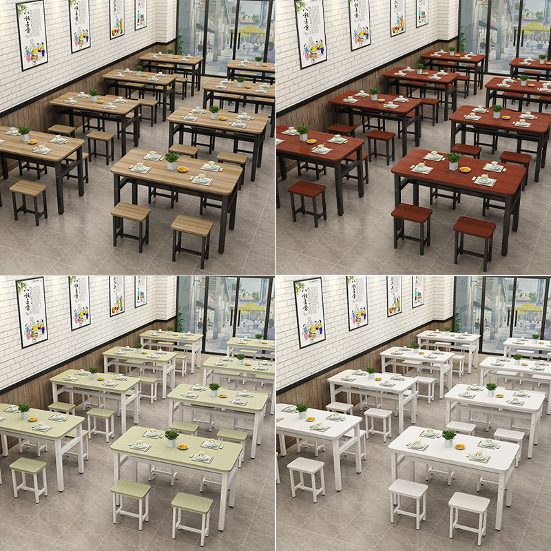 饭店餐桌椅组合家用食堂面馆餐桌椅子商用快餐桌椅凳子长方形直销