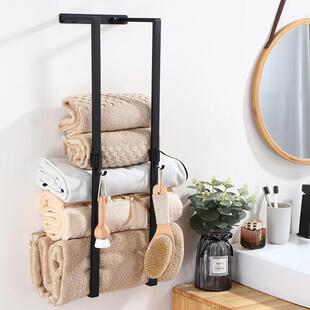 黑色不锈钢浴巾架毛巾架毛巾置物架卫生间挂墙浴巾架子