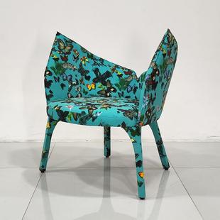 法国罗奇堡LadyB扶手椅设计师款客厅艺术蝴蝶布艺休闲沙发单人椅