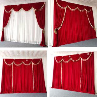 婚庆背景布幔金丝绒舞台幕布中式婚礼背景布剧场帷幔布幔订婚布置