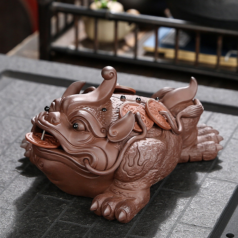 紫砂大三足金蟾蜍茶宠精品可养招财茶玩把件茶台配件茶盘茶桌摆件