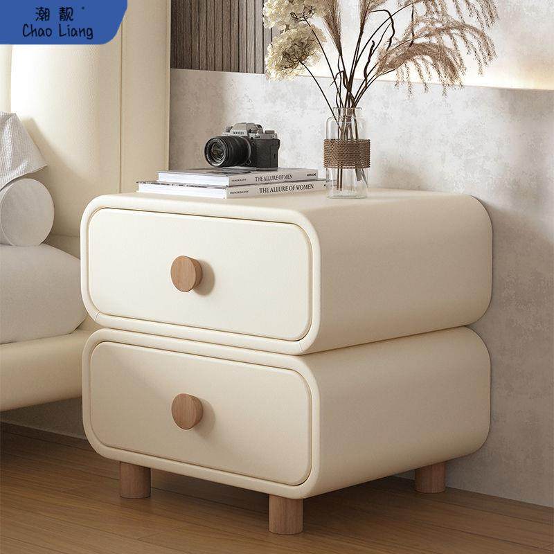 简约现代奶油风床头柜卧室实木皮质床边柜极简易免安装小型收纳柜,节庆用品/礼品,新娘配件,淘宝优惠券,粉丝福利购,淘宝优惠卷
