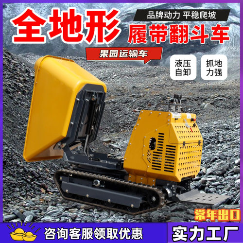 工厂直售小型多功能履带式液压翻斗车 港口码头搬运站力式Dumper