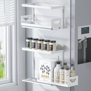 厨房可磁吸冰箱侧面置物架双层高度可升降调料瓶罐抽屉式收纳挂架