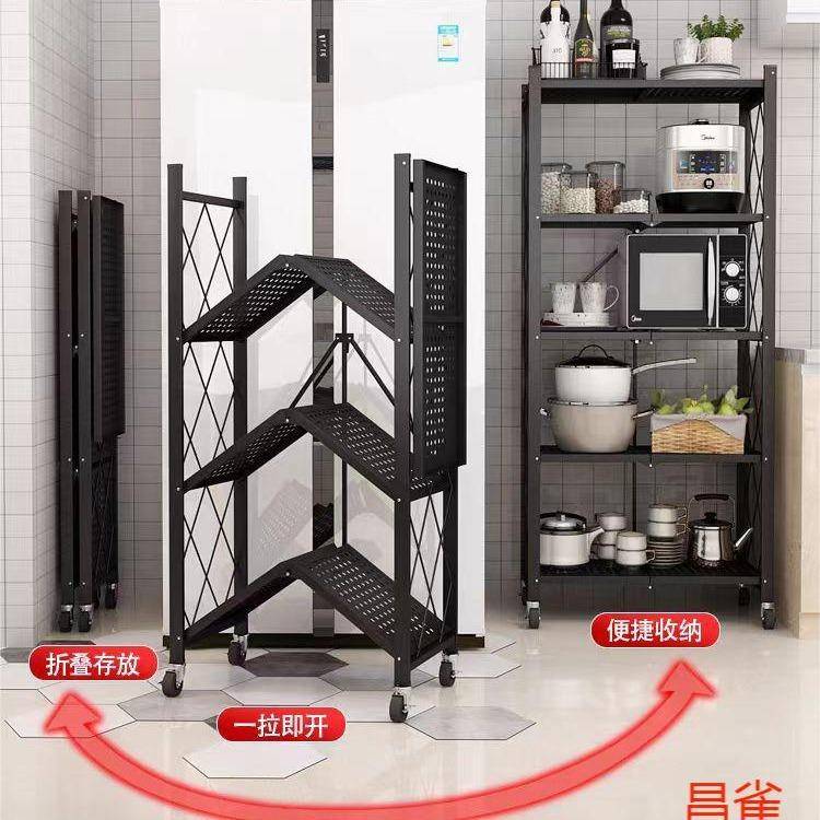 折叠置物架五层黑色钢管焊接组装放置杂物书籍厨房用品图片