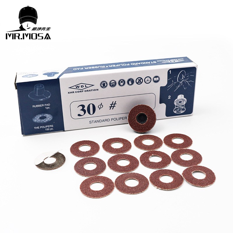 风气动砂纸片自粘式弯头打磨机植绒片圆型30MM直径砂皮纸不干胶片