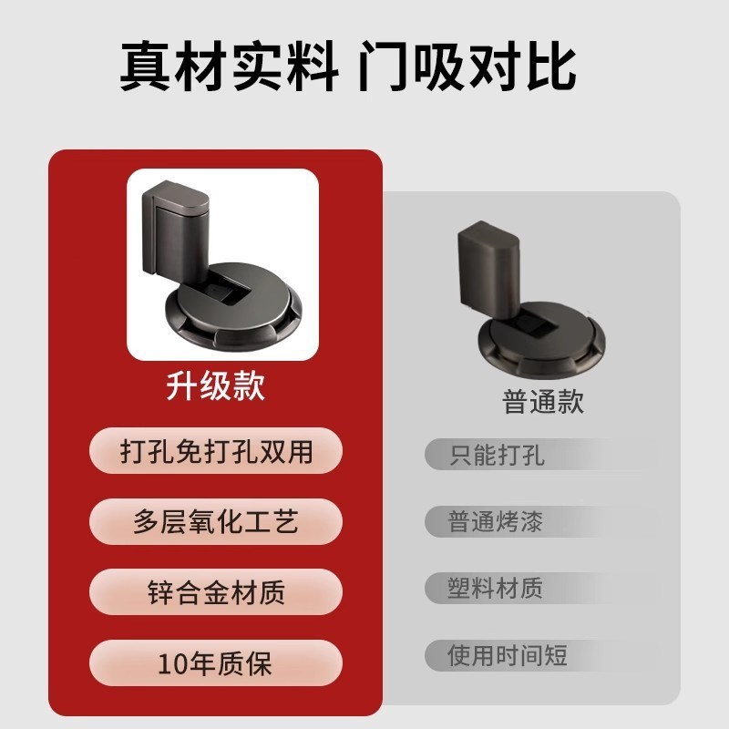 卧室免打孔门吸防撞强力地吸卫生间门挡隐形房门推弹门吸防风地吸