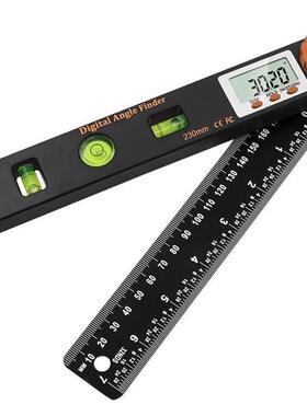 带水平泡数显量具多用途橙色头数显角度尺水平尺木工角度尺