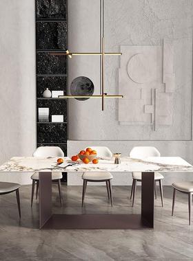 意式极简设计长方形岩板餐桌简约吃饭桌子家用餐台现代轻奢M211#