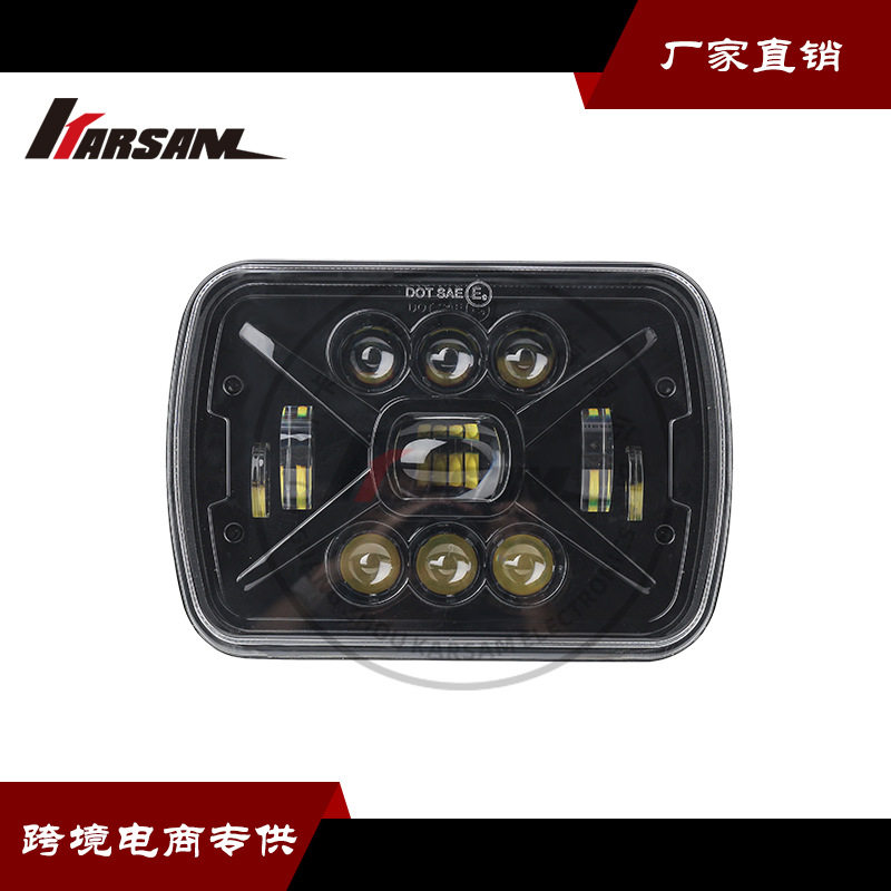 新款7寸70W方灯5X7牧马人切诺基前大灯6x7卡车货车前照灯改装
