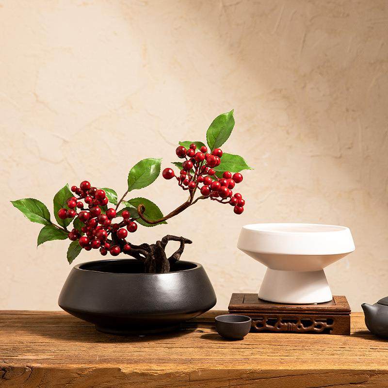 剑山插花器中式陶瓷黑白花瓶插花艺干花高脚瓷器家居客厅桌面摆件,农用物资,其他肥料,淘宝优惠券,粉丝福利购,淘宝优惠卷