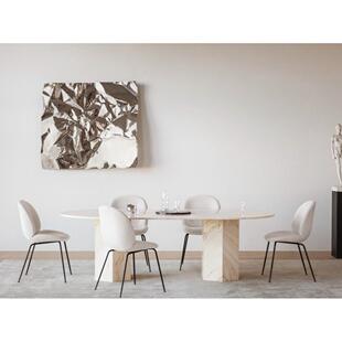 天然大理石餐桌现代简约设计师桌异型桌子别墅椭圆形台面大桌