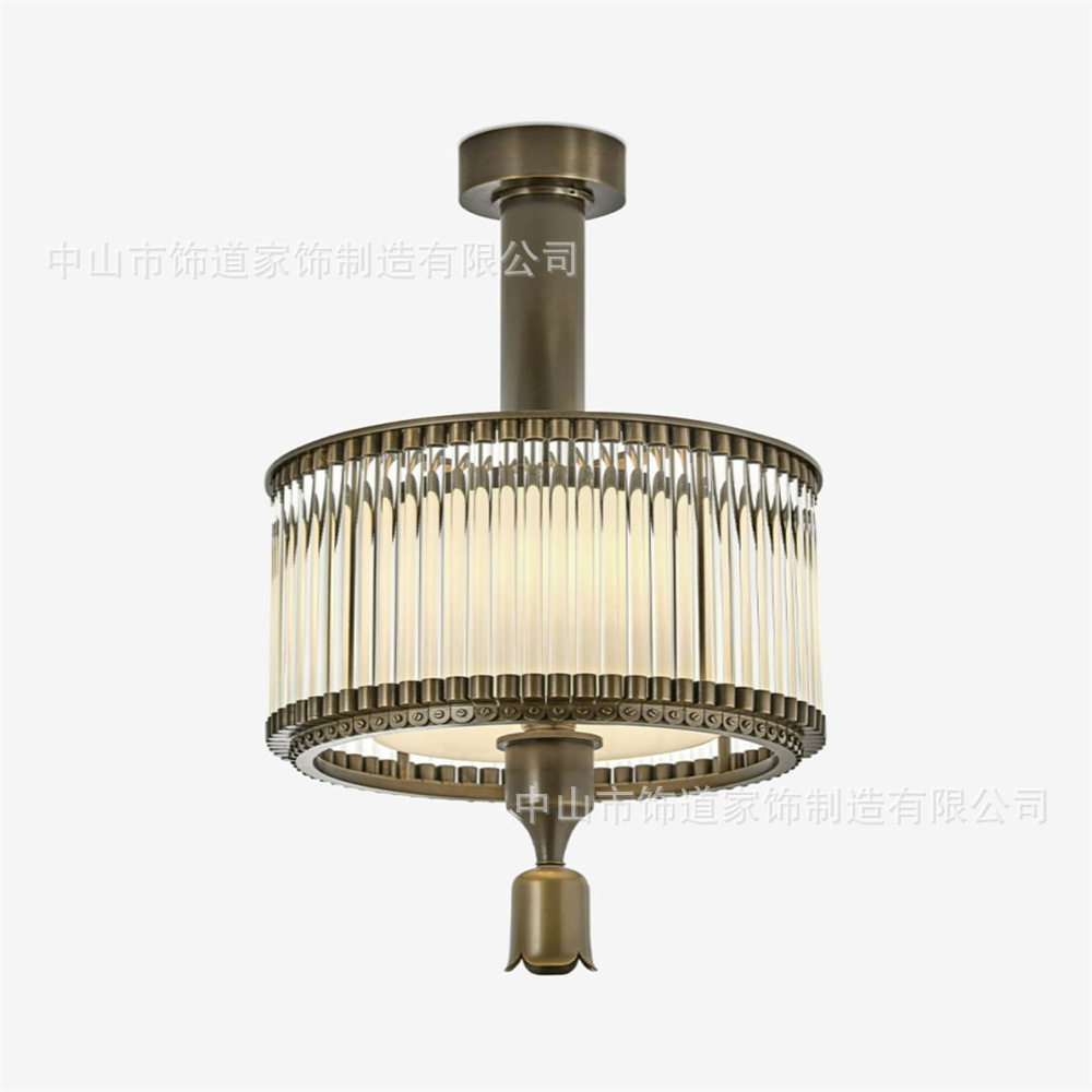 欧式仿古水晶玻璃半吊吸顶灯新中式别墅过道阳台入户大堂餐厅灯