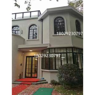 法式复古断桥铝老钢窗民国铁窗拱形老式平开窗钢化玻璃海棠玻璃窗