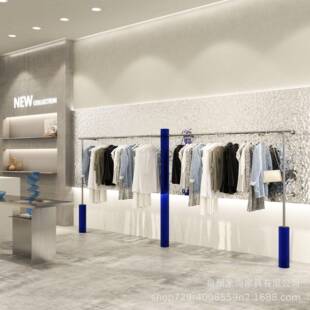 服装店亚克力展示架陈列架商场不锈钢男装店上墙组合收纳架子衣架