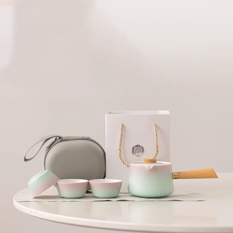 旋转自动泡茶壶便携包旅行茶具套装2024新款家用陶瓷懒人泡茶神器
